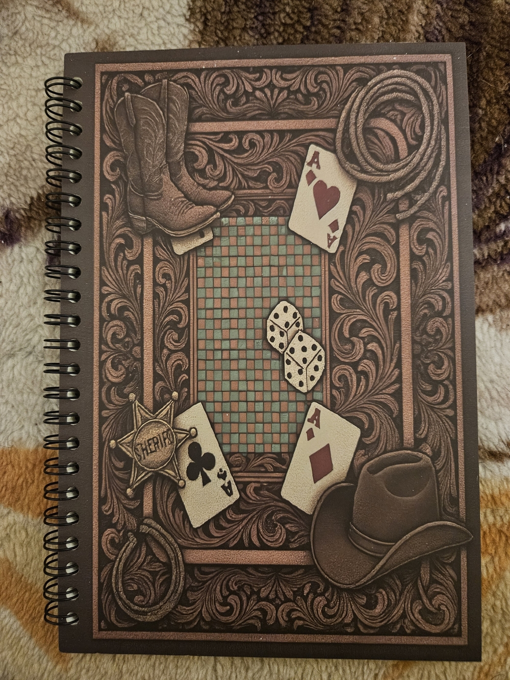 Classic Brown Western Spiral Notebook - Unbranded